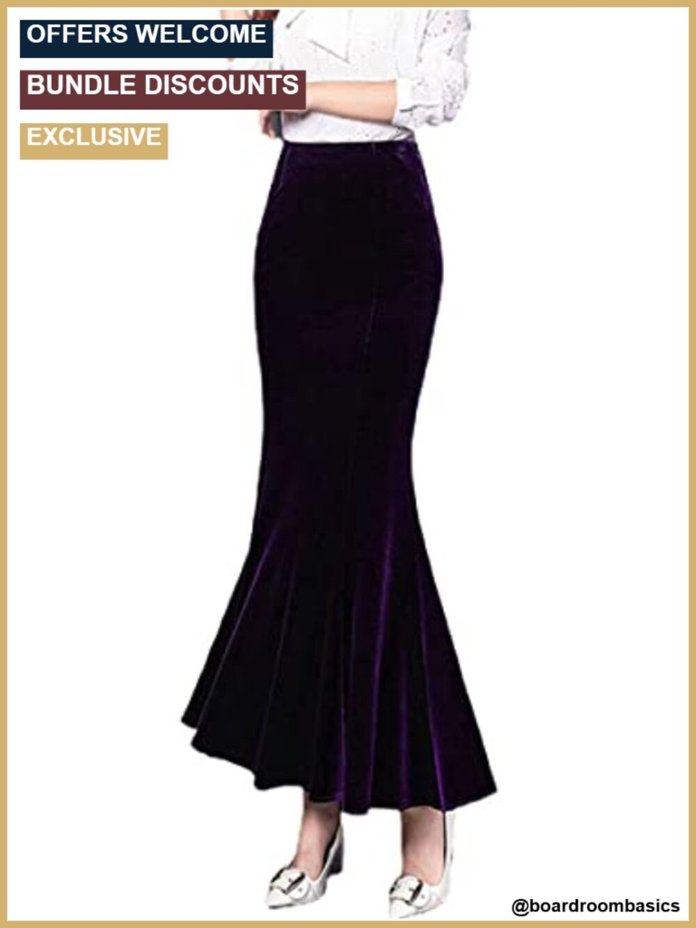 High Waist Velvet Mermaid Maxi Skirt Evening Party Fishtail Bodycon